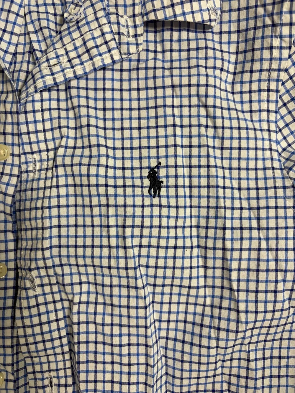 Ralph Lauren White and Navy Check Button-Down Shirt